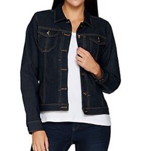 Susan Graver Dark Blue Stretch Denim Jean Jacket size M